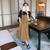 现货咖色背带裙宽松设计女学院风190-P105K158，女装连衣裙，浙宝251