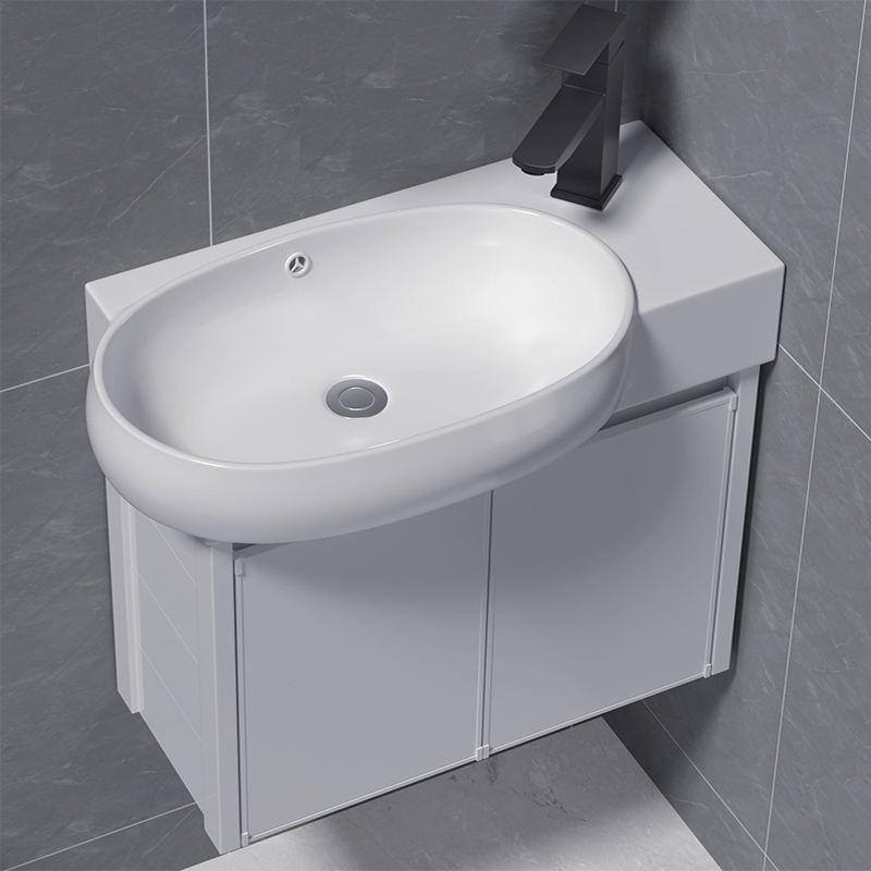 小户型防水太空铝挂墙式陶瓷洗手盆柜卫生间防水洗脸盆挂盆洗漱池