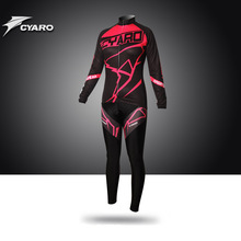 CYARO山峰骑行长袖套装 女上衣+长裤 薄款抓绒自行车服单车服硅胶