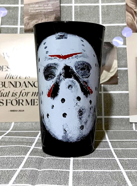 外贸原单Friday the 13th黑色星期五杰森面具玻璃杯水杯冷饮杯