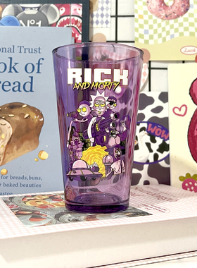 外贸可爱卡通瑞克美国动漫周边疯博士科学家黑色玻璃水杯礼物实用