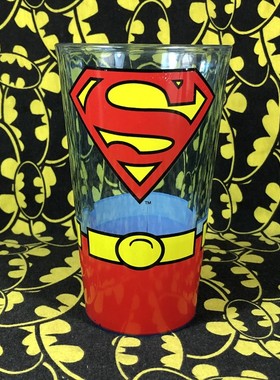 正版原单DC蝙蝠侠超人superman个性卡通蓝色透明玻璃水杯随手杯子