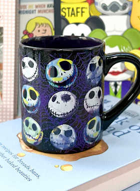 出口迪尼圣诞夜夜惊魂万圣节骷髅杰克咖啡杯子陶瓷紫色幽灵水杯