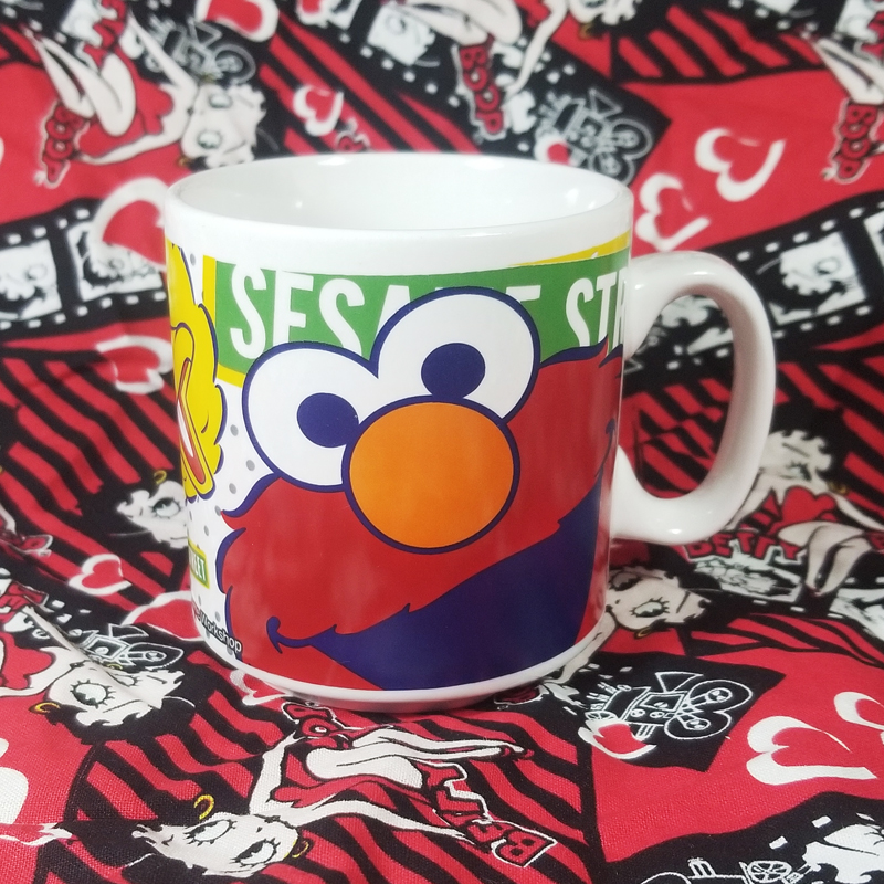 外贸原单芝麻街Sesame street艾摩Elmo饼干怪陶瓷马克水杯咖啡杯