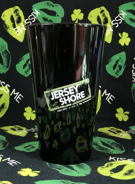 美剧jersey shore泽西海岸个性创意黑色玻璃杯水杯随手大杯子简约
