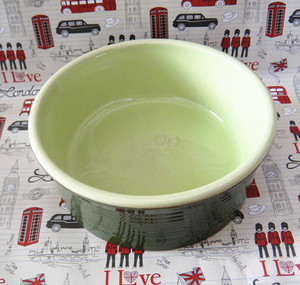 外贸出口货！大号陶瓷宠物盆 狗盆猫盆超大狗粮碗 军绿色宠物食槽