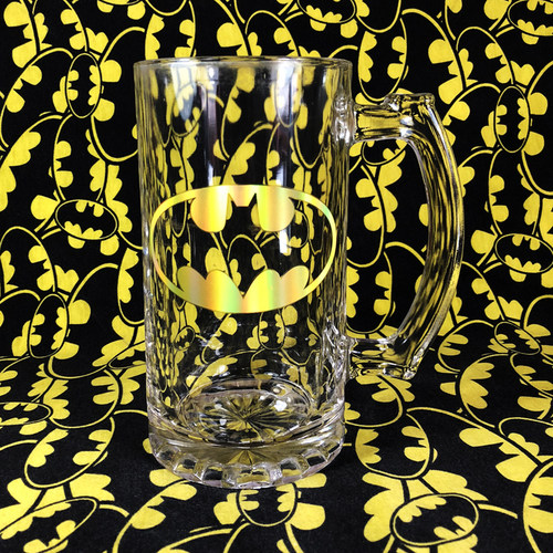 DC COMIC英雄蝙蝠侠BATMAN标志 金色啤酒杯玻璃杯大容量扎啤杯 潮