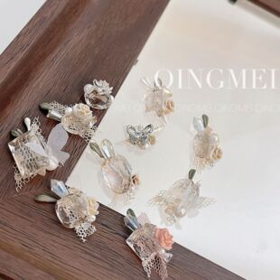 超闪冰透堆堆钻浅蜜桃仙子成品堆堆钻冰糖肥方椭圆 238 229