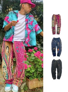 现货5折 KAPITAL JAPA平田男女春秋冬宽松拼接民族风针织长裤日系