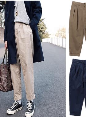 官网5折 BEAMS JAPA裤子男锥形九分日系潮牌小脚裤百搭红绳余文乐