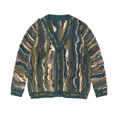 现货5折 KAPITAL JAPA平田和宏男春秋冬V领条纹提花针织开衫毛衣