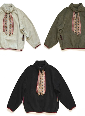 品牌折扣KAPITAL JAPA平田男女春秋冬休闲抽绳高领摇粒绒卫衣外套