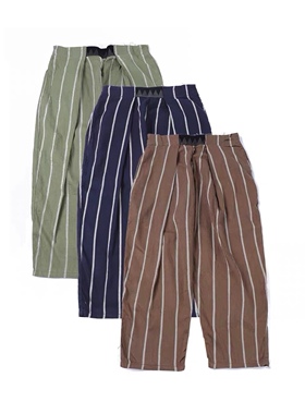 品牌5折 KAPITAL JAPA裤子平田男条纹宽松休闲长裤棉麻松紧腰潮