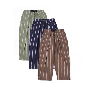现货5折 KAPITAL JAPA裤子平田男条纹宽松休闲长裤棉麻松紧腰潮