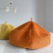 帽帽家 定制日系复古纯色八角帽秋冬显脸小灯芯绒贝雷帽画家帽女