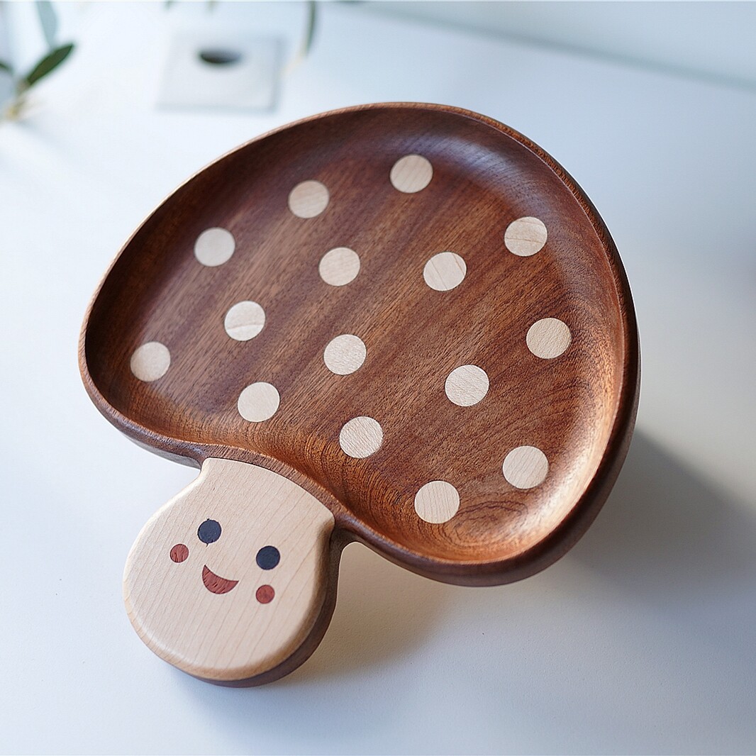 Joe的小作坊/原创小蘑菇餐盘果盘田园风可爱创意实木日系点心托盘,餐饮具,盘,淘宝优惠券,粉丝福利购,淘宝优惠卷