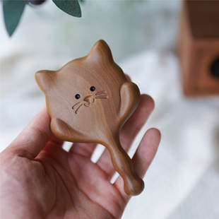 小猫猫檀木按摩梳 mini小猫咪鲸鱼小熊穴位按摩解压礼 可可爱爱