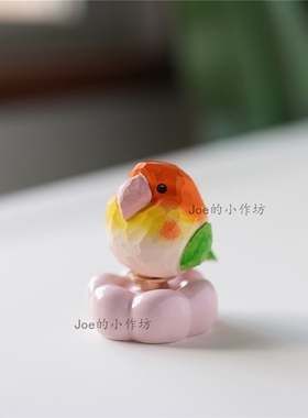 木雕桌面工艺品6cm可爱手作