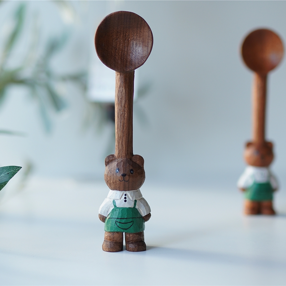 Joe小熊咖啡木勺可站立摆件勺子