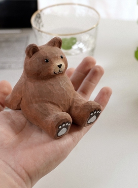 joe的小作坊\小熊手机实木支架可爱桌面摆件支撑架创意生日礼物