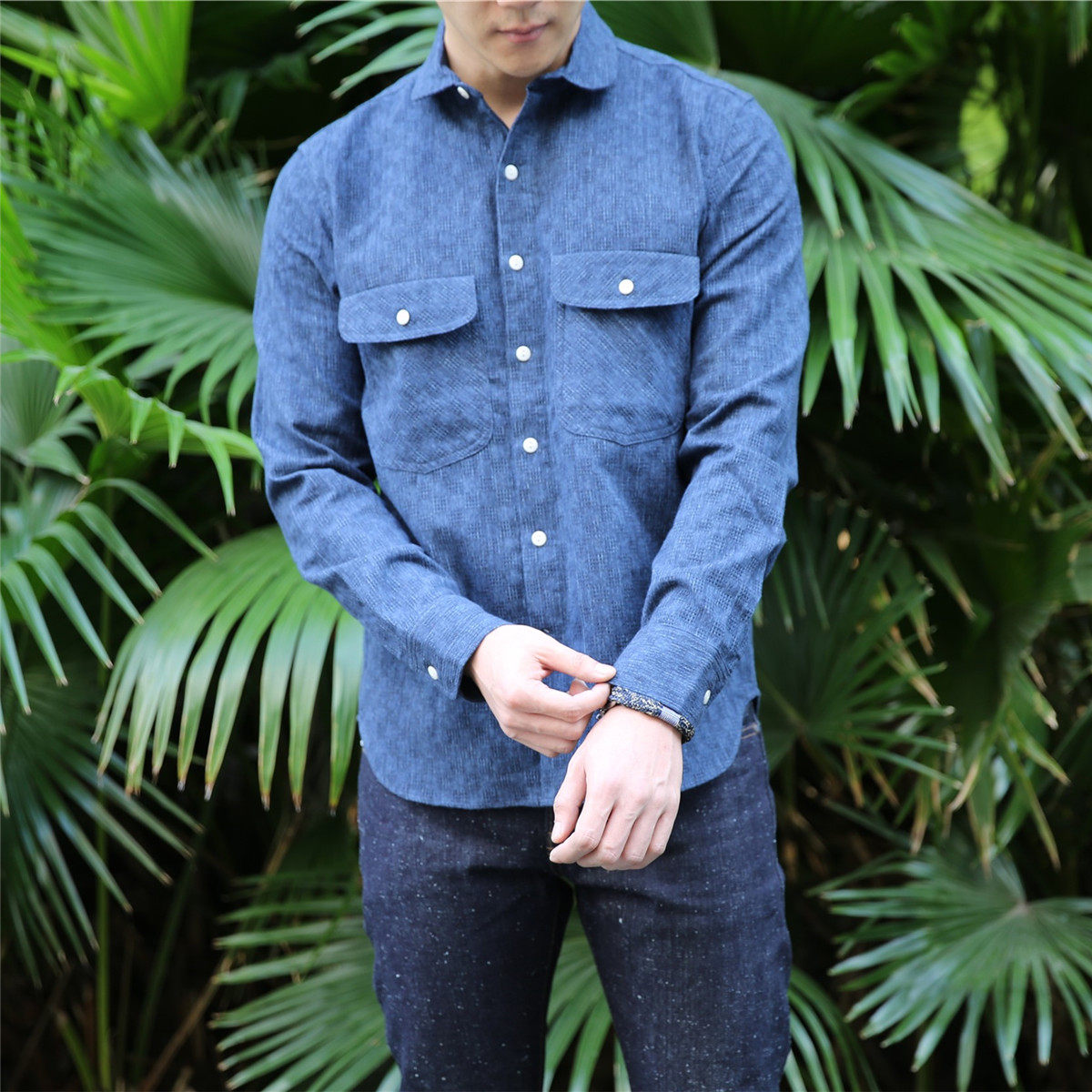 美国制造暗纹提花格子衬衫现货