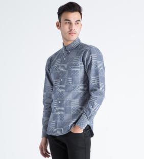 加拿大制造Naked and famous复古潮流修身国旗格子流行衬衫男现货