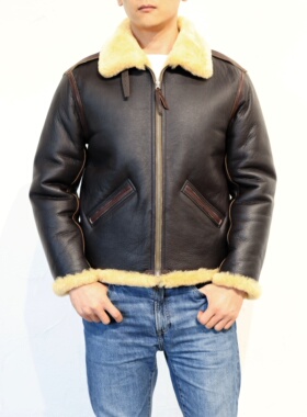 日本制造Y2 leather复古皮毛一体B6羊皮轰炸机夹克男国内现货