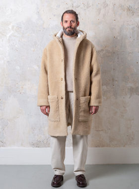 法国制造DE BONNE FACTURE休闲中长款羊皮毛连帽大衣DUFFLE COAT