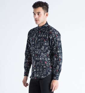 加拿大制造Naked and famous裸女衬衫男欧美休闲潮流印花日系现货