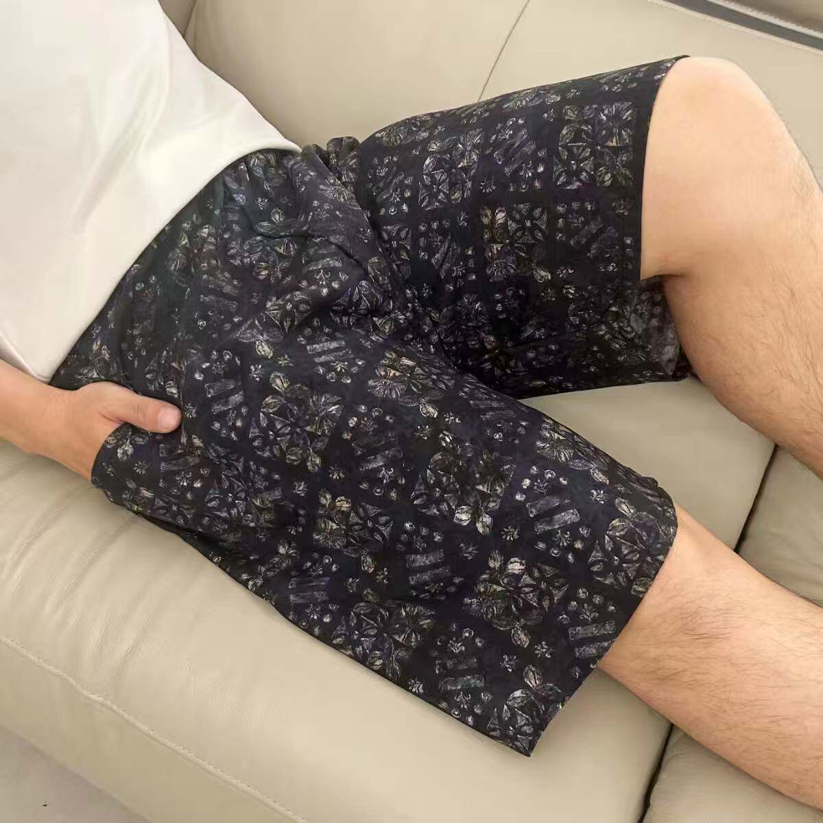 夏季中青男士人造棉短裤裤衩沙滩裤绵绸睡裤家居裤加肥加大休闲裤