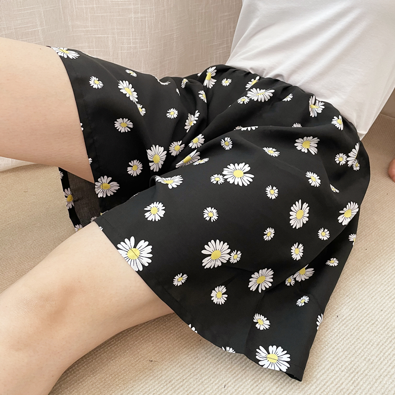 睡裤女夏棉绸四分裤绵绸中裤居家