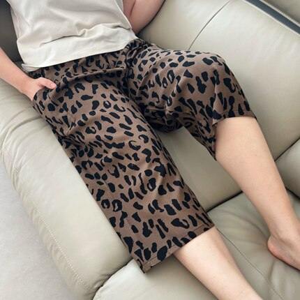 年轻妈妈棉绸时尚外穿夏季宽松居家七分裤绵绸大码宽松休闲空调裤