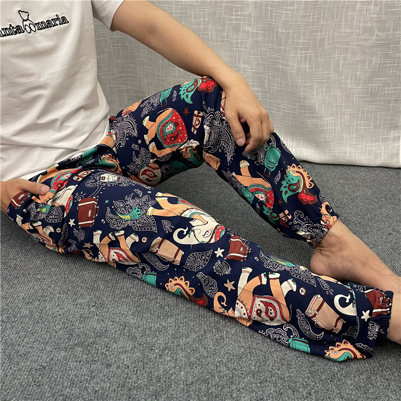 棉绸网红爆款居家可外穿收口裤