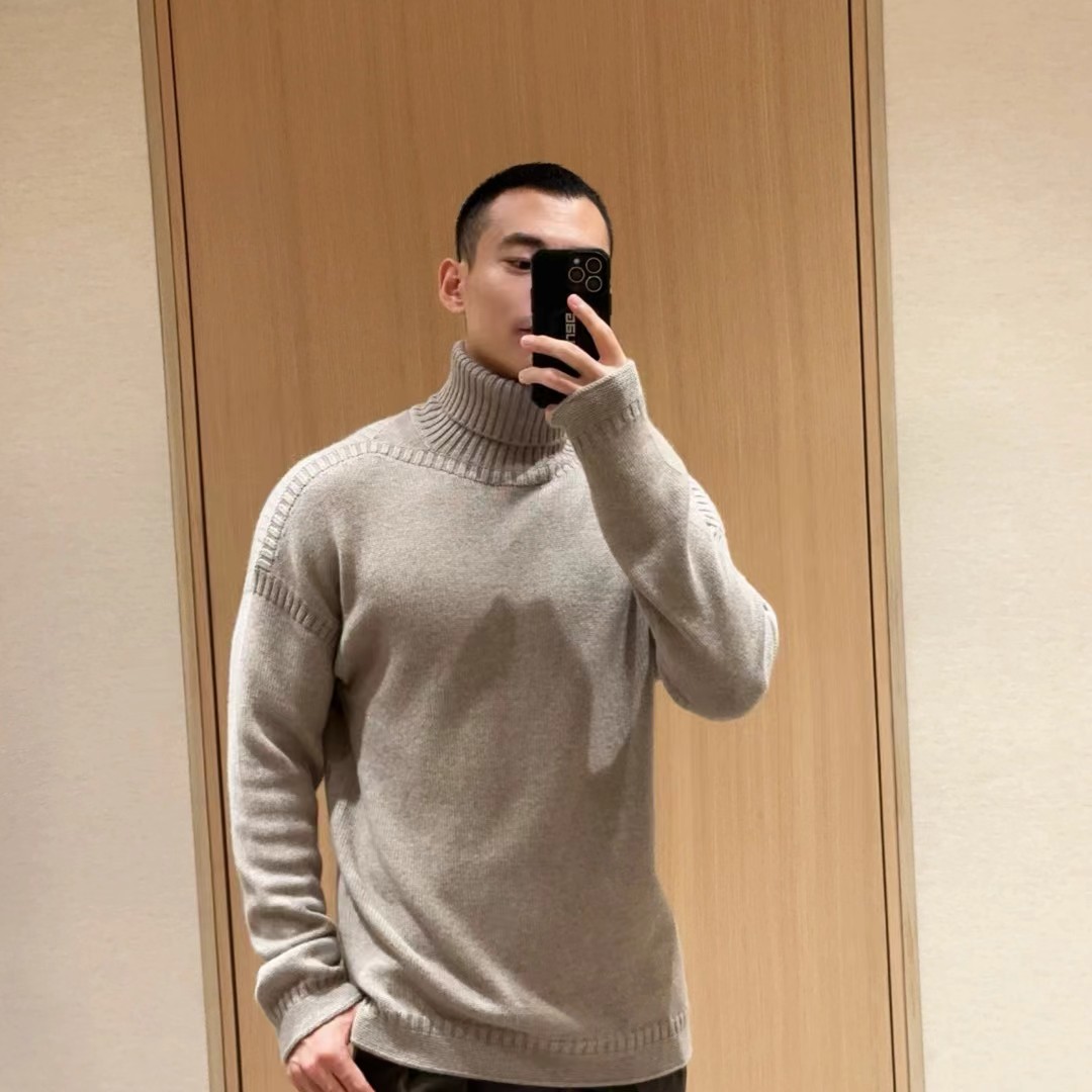 男士老钱风保暖高领羊毛衫