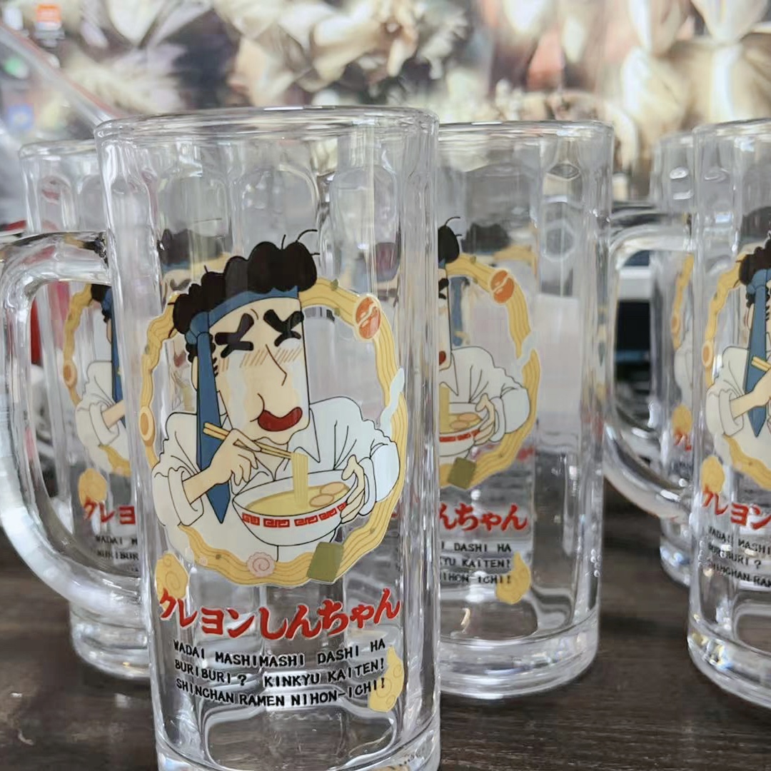蜡笔小新广志拉面啤酒杯 野原广志拉面道大容量果汁杯印花玻璃杯