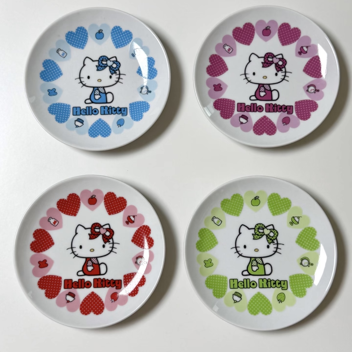 Hellokitty爱心波点凯蒂猫陶瓷盘子可爱卡通餐盘水果盘甜点盘XG18
