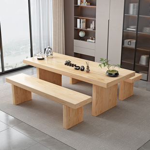 实木茶几茶台长桌餐桌饭店功夫茶桌椅组合小户型长方形中式茶艺桌