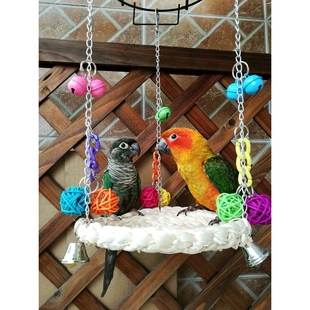 鹦鹉啃咬玩具吊床吊桥站架站棒玉米皮秋千牡丹玄凤虎皮鸟笼用品