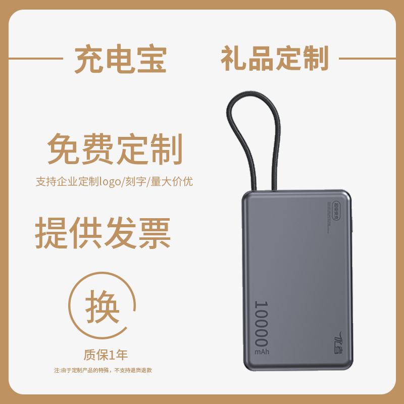 【定制】2025新款充电宝快充大容量20000毫安自带线官方正品旗舰