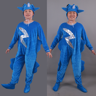 儿童蓝色电鳗海洋动物演出服装幼儿海底世界电鳗鳗鱼舞台表演服饰