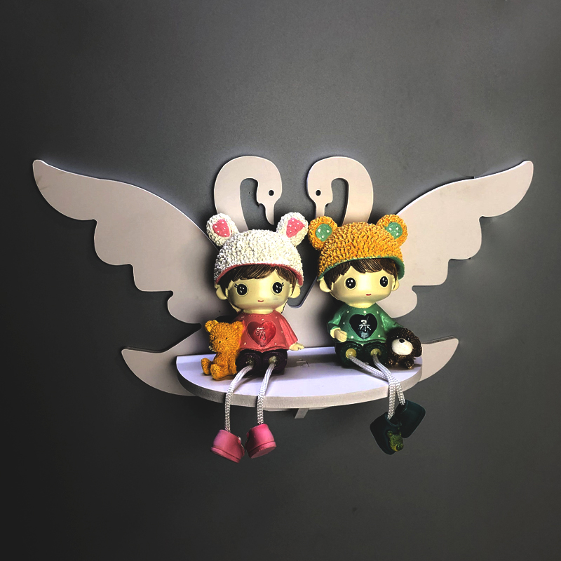 墙上置物架免打孔现代简约创意卧室电视背景墙装饰架墙壁天鹅挂架