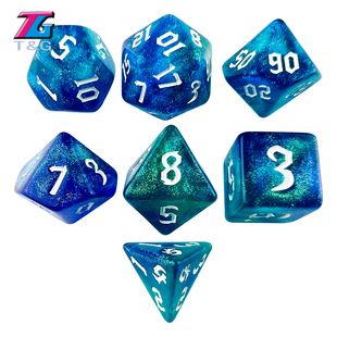 梦幻闪多面体7粒跑团色子DND骰子克苏鲁跑团TRPG桌游配件数字Dice