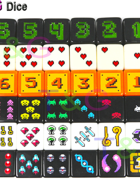 RPG游戏指示数字道具加减算术图案标识物18号骰子塞子色子6面D6