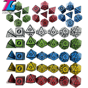 纹理骰子 雕刻logo色子 dnd dice game