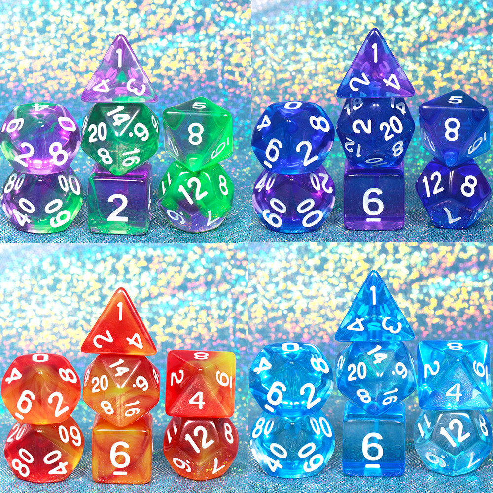 coc彩色多面骰子7粒1套数字桌游