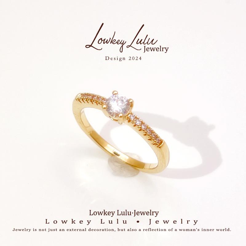 【法国进口】18K包金不褪色轻奢小众原创设计单钻戒指法式复古