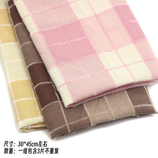 2cm浅棕绒绒色织大格子  复古娃衣布料 日韩风格手工布艺DIY