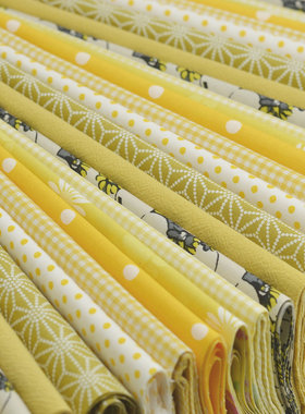 黄色系大肠发圈布组半斤清仓 手工DIY装饰娃衣布料 面料小样 样布