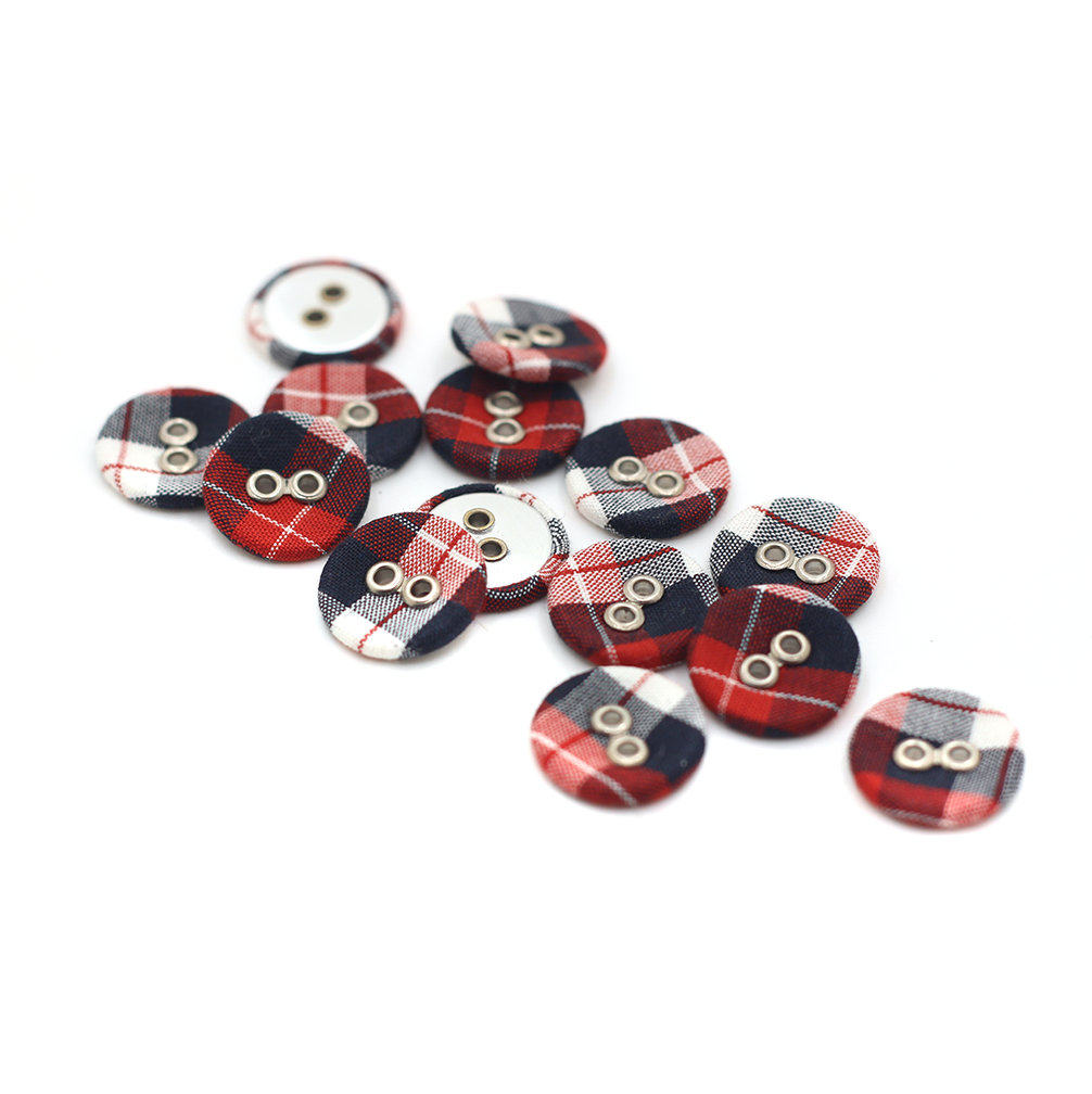 14mm二眼包布扣 英伦格 波点手工布艺娃衣纽扣 毛衣针织衬衣扣子