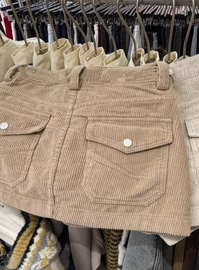 现货~0188Match正版灯芯绒韩版防走光半身短裙A字裙口袋显瘦辣妹